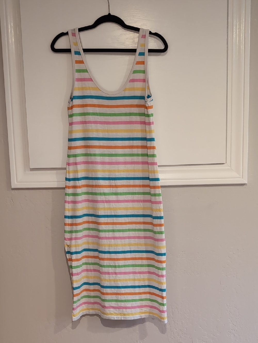 J. Crew Rainbow Multi-Stripe Tank Midi Dress, Medium
